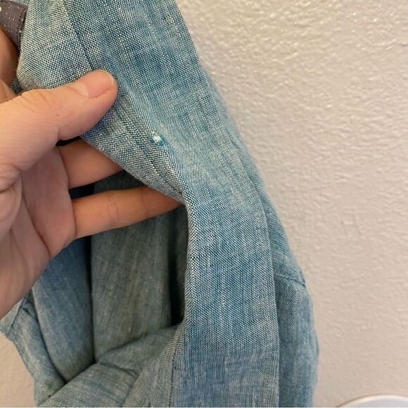 Calibrate mens linen button up casual Short Sleeve Shirt  blue coastal beach XL - Picture 11 of 11